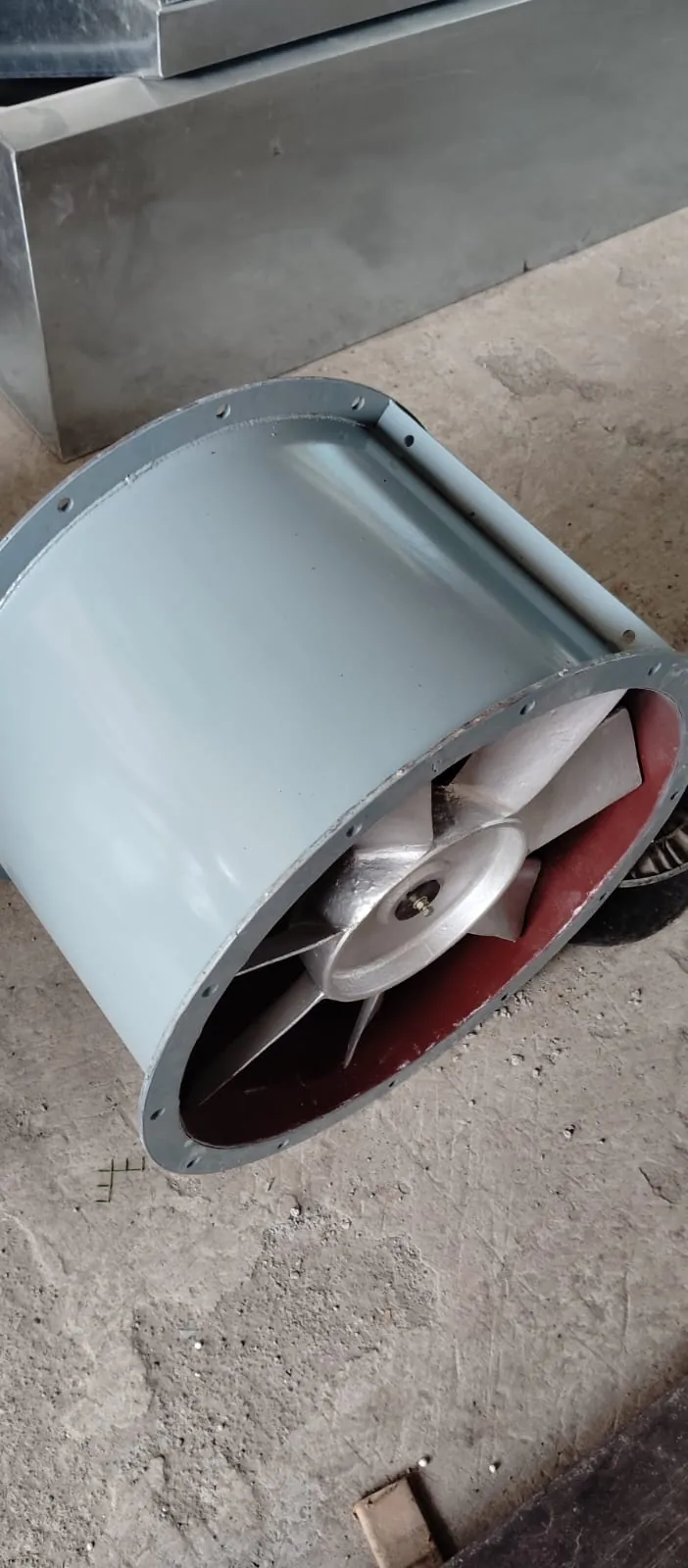 Assembled axial flow exhaust fan unit before installation
